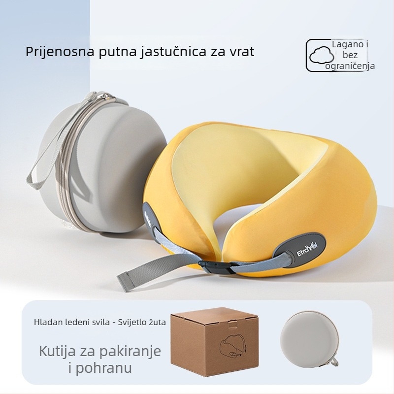 Jastuk za vrat u obliku U za putovanja, od memorijske pjene, Ice Silk navlaka, modern minimalistički stil, prenosiv za avion