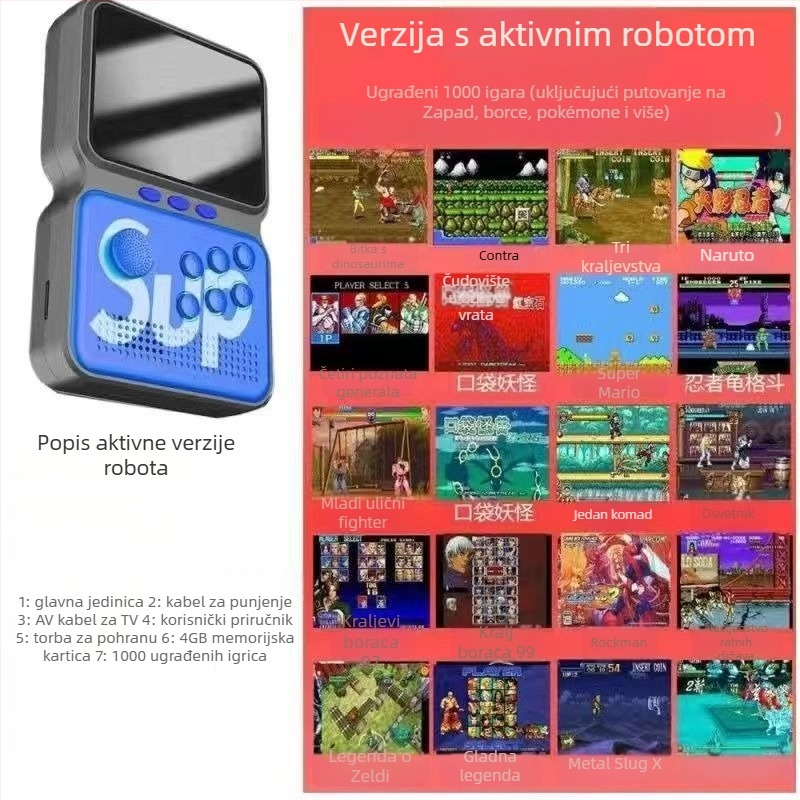 Ručna prenosna retro igrala konzola s 900 igara, King of Fighters arkadna kolekcija, bežična veza, za dva igrača, nostalgični dizajn