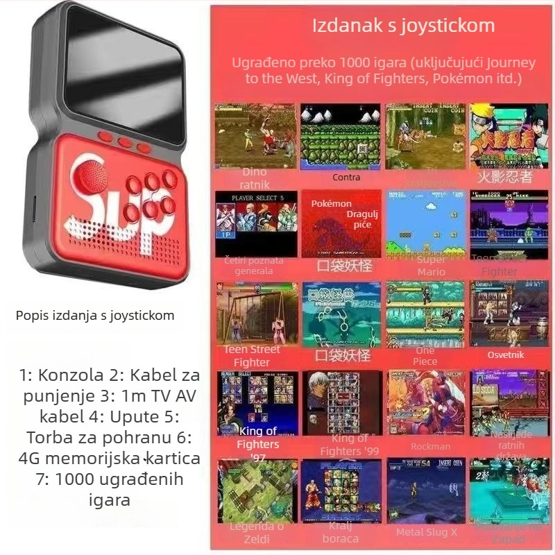 Ručna prenosna retro igrala konzola s 900 igara, King of Fighters arkadna kolekcija, bežična veza, za dva igrača, nostalgični dizajn