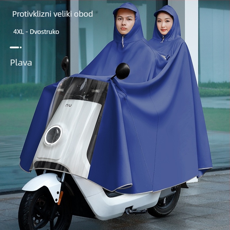 Žensko kišno pončo za električna vozila (električni bicikl i motocikl), dugo, potpuno prekrivanje tijela, debeli PVC materijal s PU ljepilom