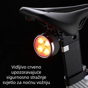 Prednje i stražnje svjetlo za bicikl, USB-C punjenje, 400 mAh baterija, montiranje trakom, za noćnu vožnju