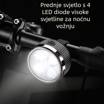 Prednje i stražnje svjetlo za bicikl, USB-C punjenje, 400 mAh baterija, montiranje trakom, za noćnu vožnju