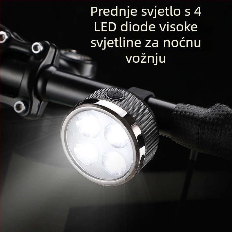 Prednje i stražnje svjetlo za bicikl, USB-C punjenje, 400 mAh baterija, montiranje trakom, za noćnu vožnju