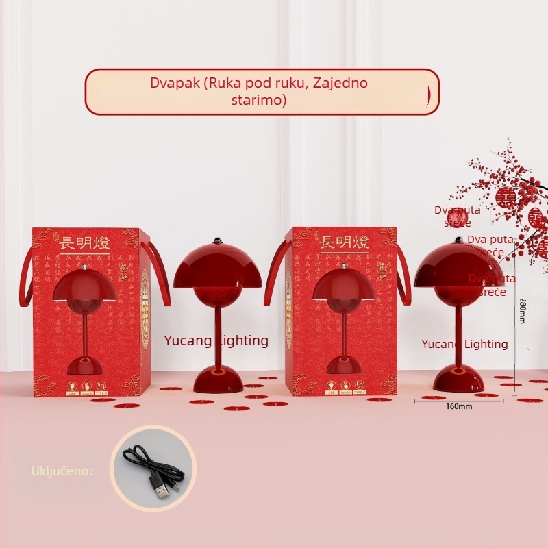 Par LED stolnih lampi s retro kovnim dizajnom, dodirno upravljanje, 5V 3W, model Yczm-017, ambijentalno noćno svjetlo