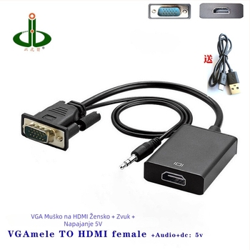 VGA na HDMI pretvarač za PC/TV/monitor, 1080p, daljinsko buđenje, upravljanje napajanjem