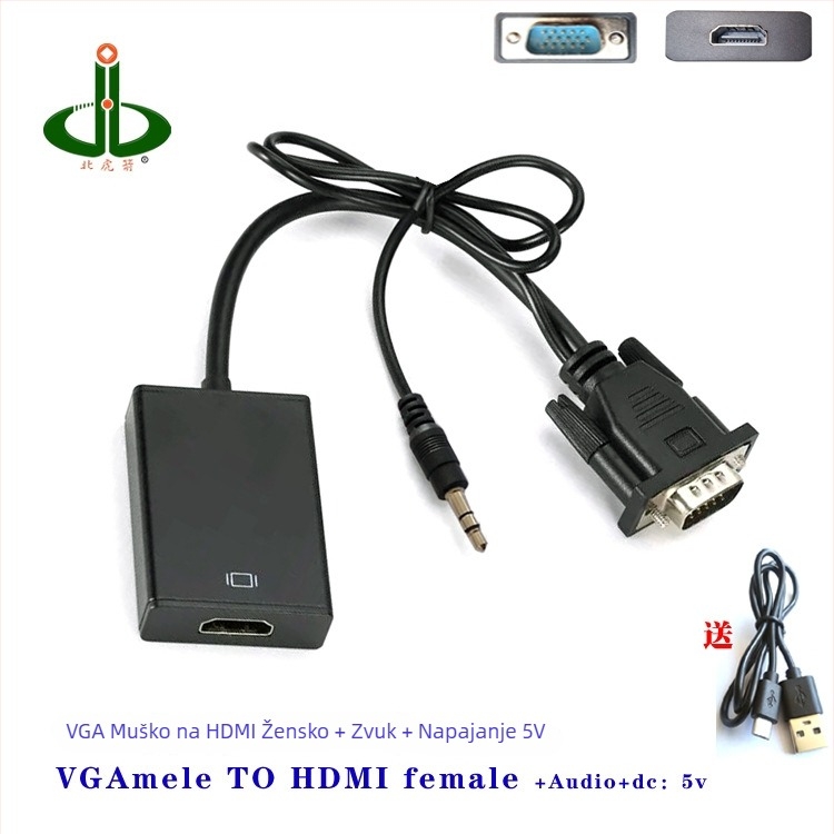 VGA na HDMI pretvarač za PC/TV/monitor, 1080p, daljinsko buđenje, upravljanje napajanjem