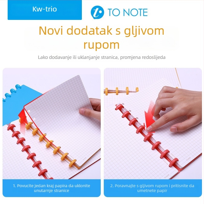 Zamjena unutarnjeg jezgra za bilježnicu s gljivičnim rupama Kw-trio/kedeyou 07910R, Refill za listove, Papir, 50 listova