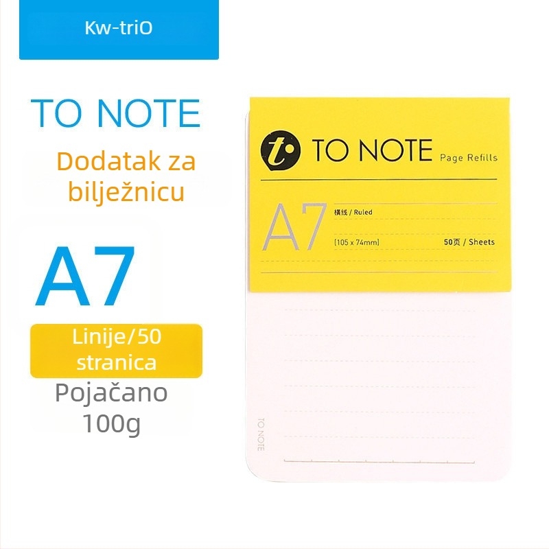 Zamjena unutarnjeg jezgra za bilježnicu s gljivičnim rupama Kw-trio/kedeyou 07910R, Refill za listove, Papir, 50 listova