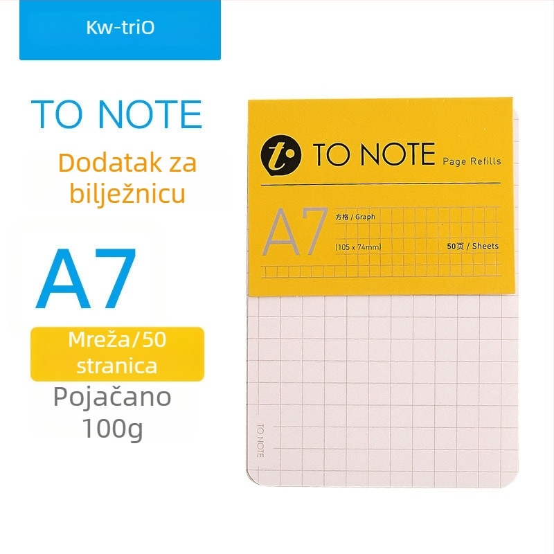 Zamjena unutarnjeg jezgra za bilježnicu s gljivičnim rupama Kw-trio/kedeyou 07910R, Refill za listove, Papir, 50 listova
