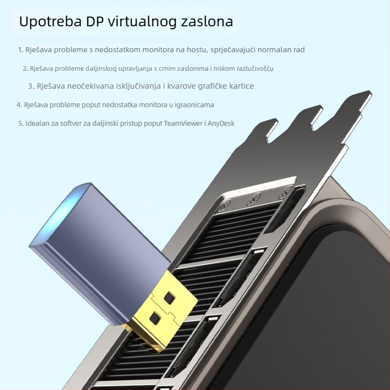 Emulator DP grafičke kartice s EDID lažnim teretom, DP 4K60Hz HDMI virtualni zaslon, uređaj za zaključavanje zaslona