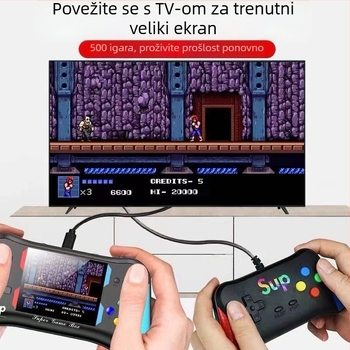 X7m Nostalgijska prijenosna igraća konzola s 500 ugrađenih igara, priključak na TV, dvostruki kontroleri, 4GB memorije