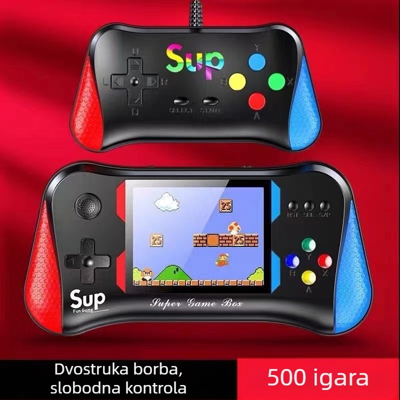 X7m Nostalgijska prijenosna igraća konzola s 500 ugrađenih igara, priključak na TV, dvostruki kontroleri, 4GB memorije