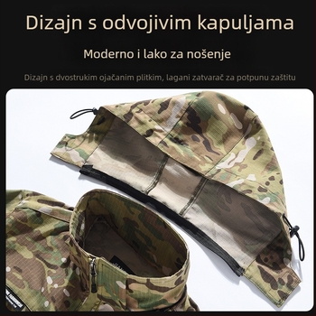 Kamuflažno radno odijelo s kapuljačom, vodootporno i otporno na vjetar, dišuća mješavina pamuka, unisex, jesen, za planinarenje i kampiranje, artikl T826.