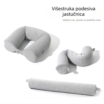 Jastuk za vrat od memorijske pjene u obliku U, za putovanja, prenosiv za uredske kratke odmore, pogodan za odrasle, navlaka od 100% pamuka