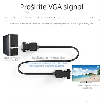VGA proširenje s RJ45 adapter kabelom, 20 m, univerzalna kompatibilnost, FTASI FT-VJ20