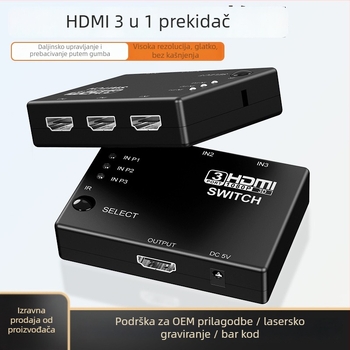 HDMI video prekidač, 3 ulaza 1 izlaz, infracrveno daljinsko upravljanje, 1080P, model HW-HD301H
