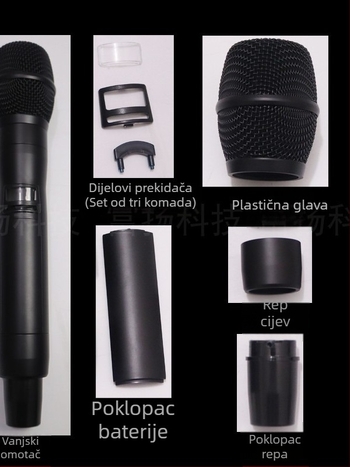 OK-88 Mikrofonski pribor: Metalno kućište, Mrežasti poklopac, Poklopac baterije, Mikrofonski prekidač i Ogledalo