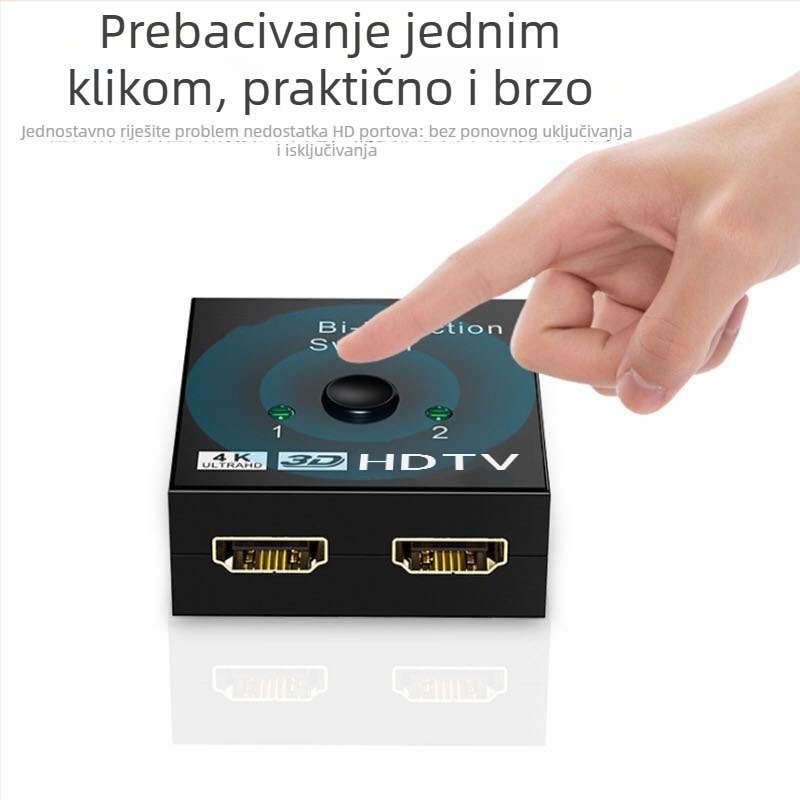 HDMI 2x1 prekidač AB, 2 ulaza na 1 izlaz, bez daljinskog buđenja, bez upravljanja napajanjem