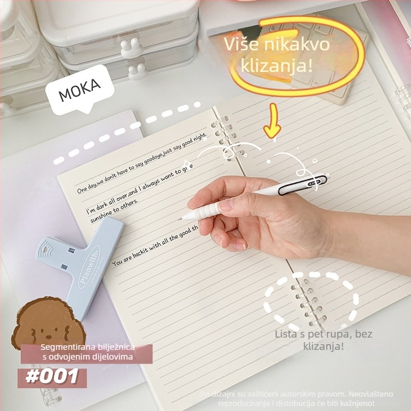 MOKA moka bilježnica s odvojivim listovima, gradientni dizajn, papir za zaštitu očiju, 60 listova, s pet rupa, kompatibilna s refillima