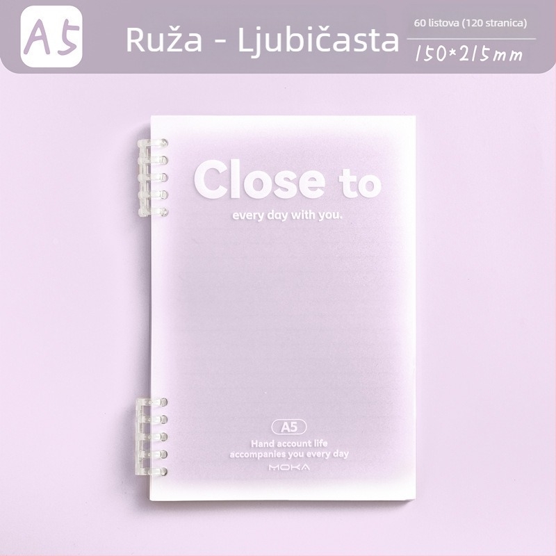 MOKA moka bilježnica s odvojivim listovima, gradientni dizajn, papir za zaštitu očiju, 60 listova, s pet rupa, kompatibilna s refillima