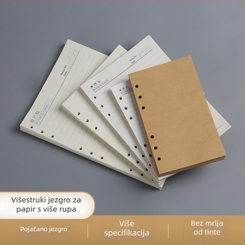 Loose-leaf unutarnji jezgra za bilježnicu: stranice s mrežom i Cornell stilom linija, 6 ili 9 rupa, 100/96 listova, logo tiskano, mogućnost prilagodbe