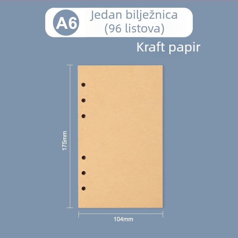 Loose-leaf unutarnji jezgra za bilježnicu: stranice s mrežom i Cornell stilom linija, 6 ili 9 rupa, 100/96 listova, logo tiskano, mogućnost prilagodbe