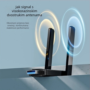 USB bežična mrežna kartica bez upravljača, dvostruko-bandna 2,4 GHz/5 GHz, do 1300 Mbps, USB sučelje, podržava 802.11b/g/n