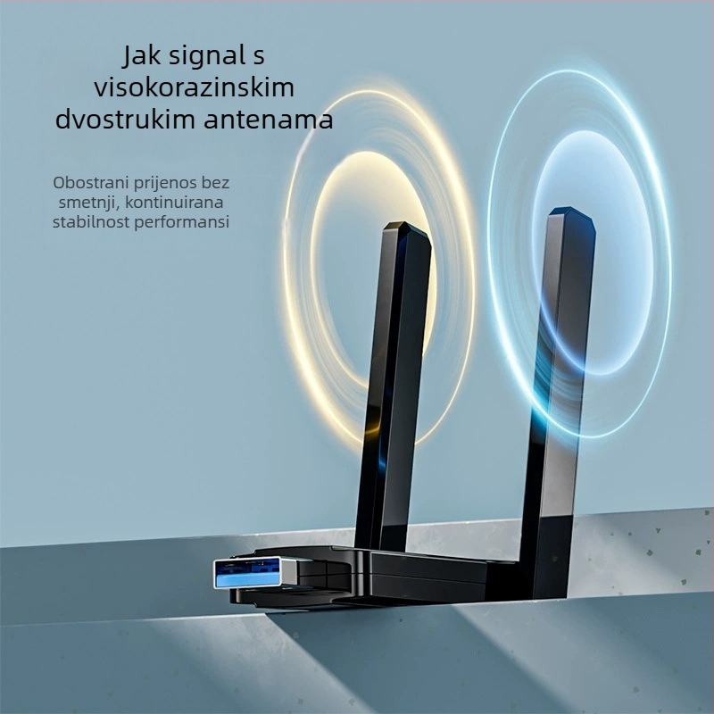 USB bežična mrežna kartica bez upravljača, dvostruko-bandna 2,4 GHz/5 GHz, do 1300 Mbps, USB sučelje, podržava 802.11b/g/n