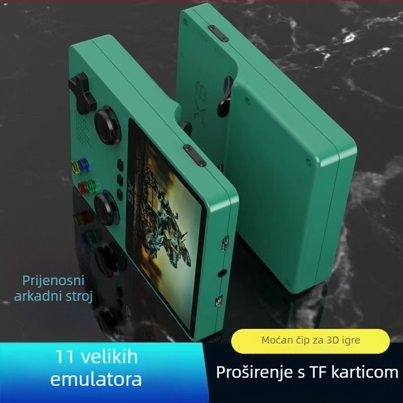 Retro ručna gaming konzola s 256 GB memorije, Linux OS, HDMI izlaz, RPG podrška i mogućnost preuzimanja formata igara od korisnika