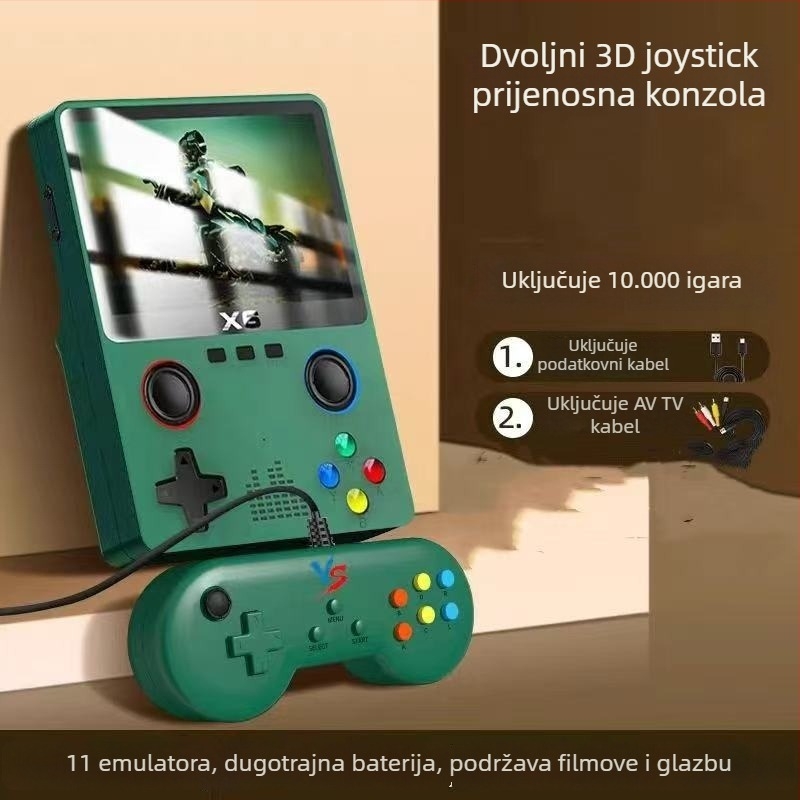 Retro ručna gaming konzola s 256 GB memorije, Linux OS, HDMI izlaz, RPG podrška i mogućnost preuzimanja formata igara od korisnika