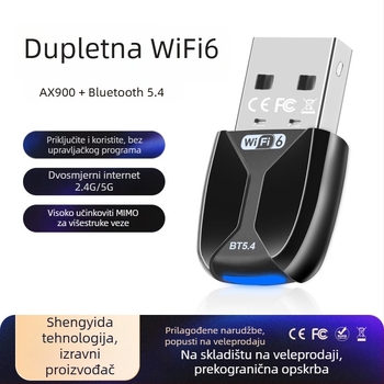 AX920 USB WiFi 6 bez drajvera, dual-band 2,4/5 GHz Bluetooth 5.4 (2 u 1)