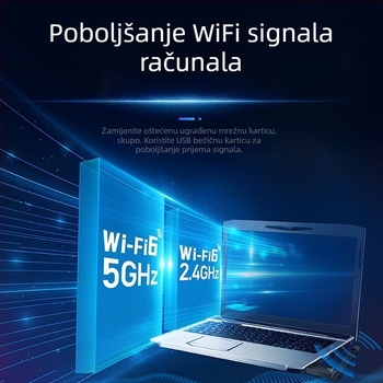 Bežična USB mrežna kartica – bez drivera, podrška WiFi 6; Gigabit Ethernet kompatibilnost (10/100/1000 Mbps, USB, Ethernet)