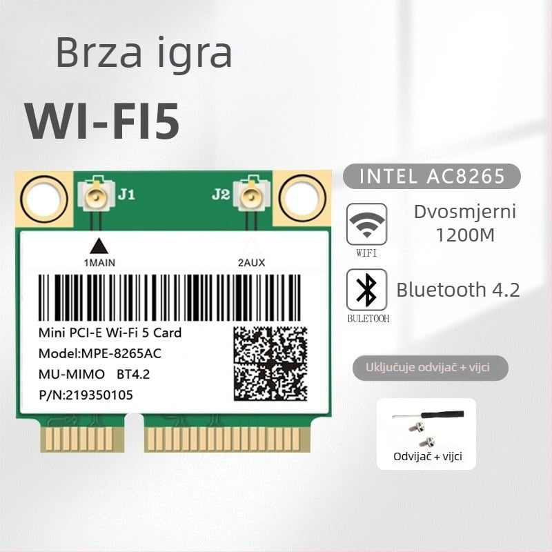 AC8265 dvobandna Mini PCIe bežična karta 1200 Mbps (802.11ac)
