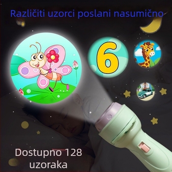 Dječja LED projekcijska svjetiljka-igrač s edukacijskim funkcijama za prepoznavanje znakova; plastična konstrukcija, za djecu 4–6 godina