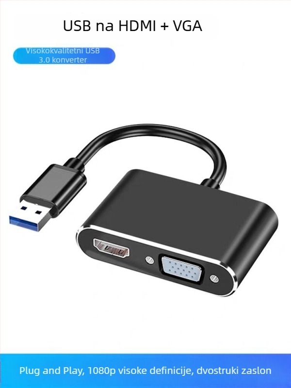 USB na HDMI+VGA dvostruka dock stanica – 1080P, Windows 2000 kompatibilnost, Upravljanje napajanjem