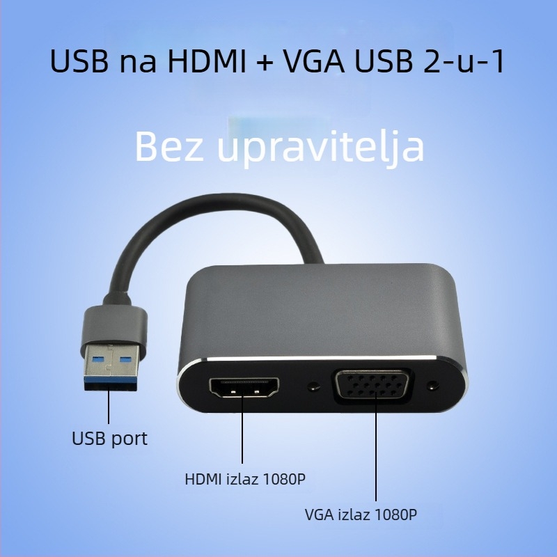 USB na HDMI+VGA dvostruka dock stanica – 1080P, Windows 2000 kompatibilnost, Upravljanje napajanjem