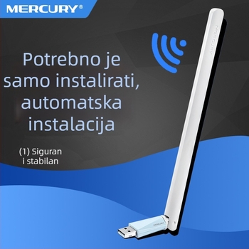 Mercury AX300 USB bežična mrežna kartica s antenom (UX3H) za stolna računala i notebooke — Ethernet 10/100 Mbps, bez upravljačkih programa