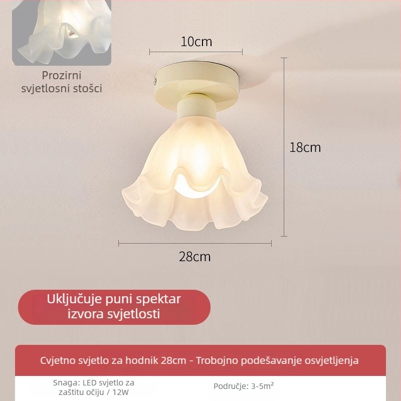 Francuski stil vintage lustre s cvjetnim matiranim kristalnim staklom, LED rasvjeta, metalno tijelo, SGS certifikat, napon ≤36V, pokriće 10–15 m²