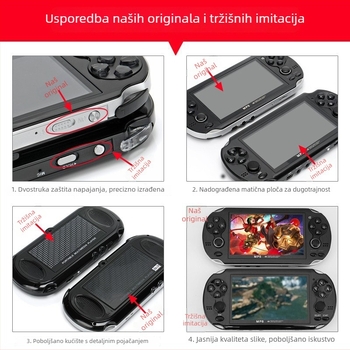 Prenosna gaming konzola X7 s dvostrukim džojistikama, 8GB memorije, USB sučelje, 3,5 mm audio/video, žično povezivanje, RPG