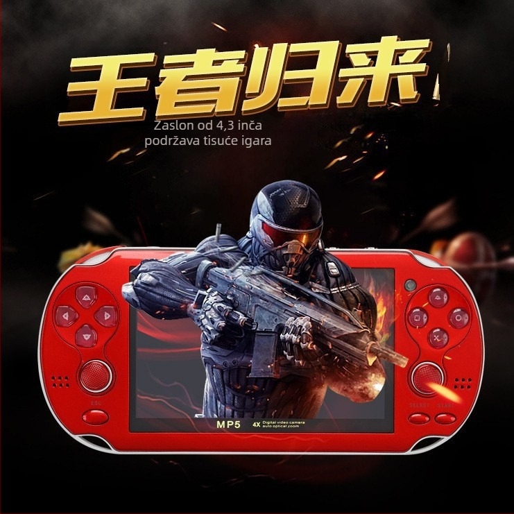 Prenosna gaming konzola X7 s dvostrukim džojistikama, 8GB memorije, USB sučelje, 3,5 mm audio/video, žično povezivanje, RPG