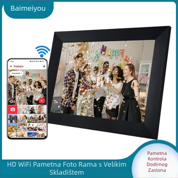 Frameo digitalni okvir za fotografije s cloud prijenosom, zaslon osjetiv na dodir, Wi‑Fi, 16GB pohrane, rezolucija 1280x800