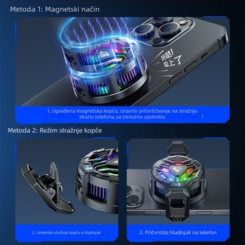 Luxurious SS06 mobitel hlađenje s magnetskim stražnjim klipom, 15W, Type-C, ABS+aluminijska legura-keramika, 116 g, digitalni zaslon