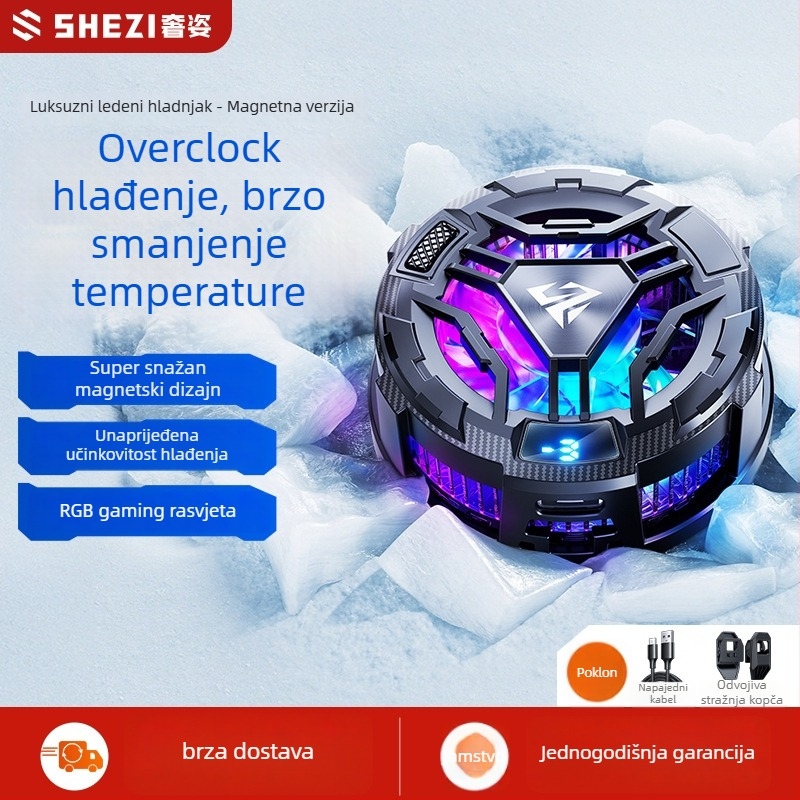 Luxurious SS06 mobitel hlađenje s magnetskim stražnjim klipom, 15W, Type-C, ABS+aluminijska legura-keramika, 116 g, digitalni zaslon