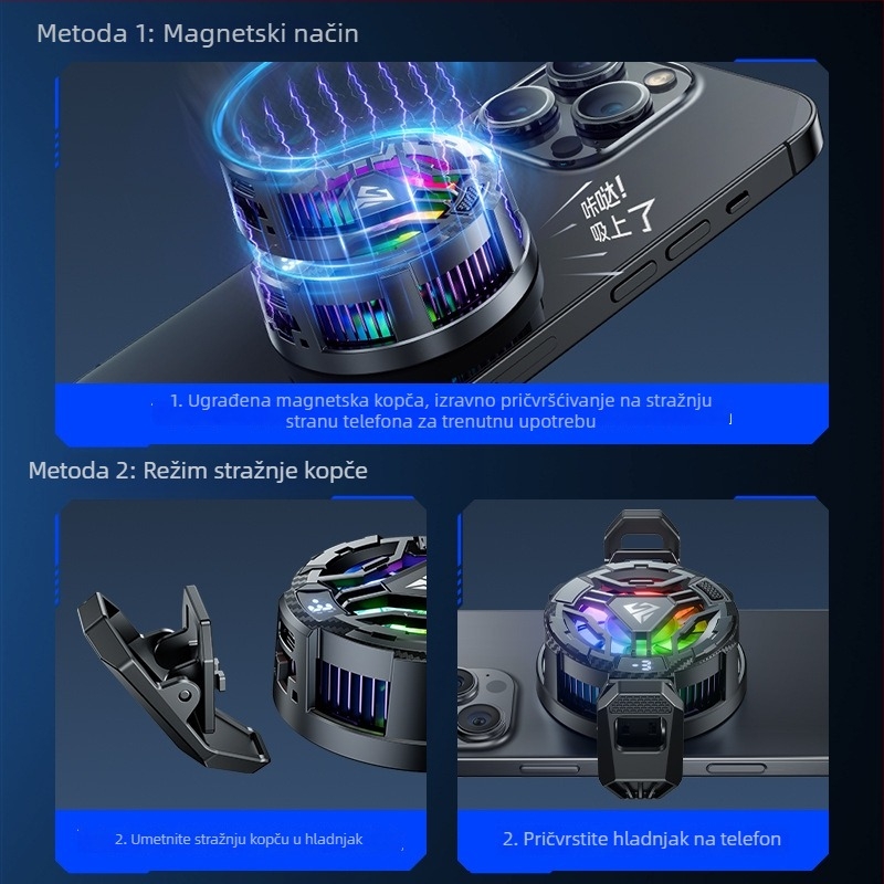 Luxurious SS06 mobitel hlađenje s magnetskim stražnjim klipom, 15W, Type-C, ABS+aluminijska legura-keramika, 116 g, digitalni zaslon