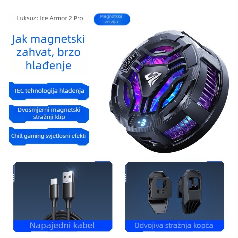 Luxurious SS06 mobitel hlađenje s magnetskim stražnjim klipom, 15W, Type-C, ABS+aluminijska legura-keramika, 116 g, digitalni zaslon