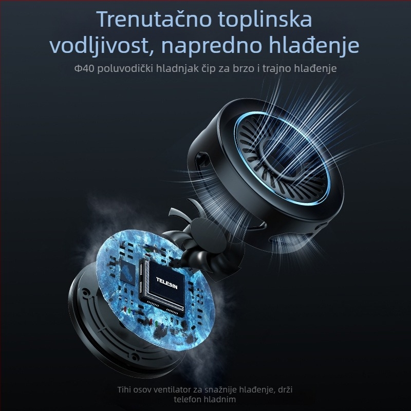 TELESIN mobilni hladnjak za live streaming telefona, poluvodičko magnetsko hlađenje, inteligentno hlađenje, 27W, Type-C, ABS, 85 g