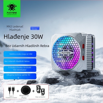 Plextone MX2 Mobilni gaming hladnjak – 30W poluvodičko hlađenje, brzo hlađenje, stabilna frekvencija okvira, Type-C sučelje
