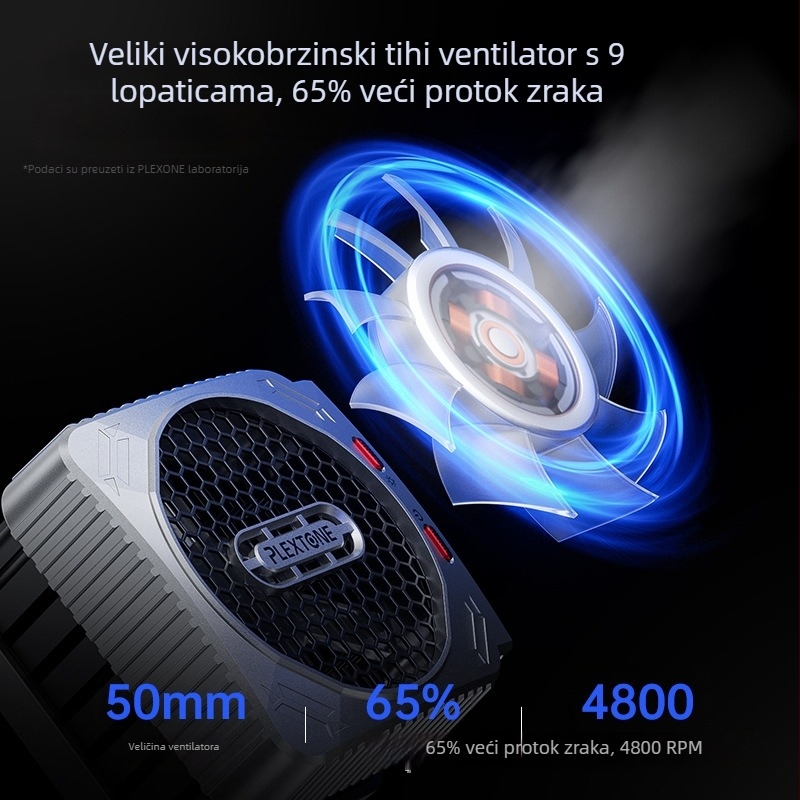 Plextone MX2 Mobilni gaming hladnjak – 30W poluvodičko hlađenje, brzo hlađenje, stabilna frekvencija okvira, Type-C sučelje