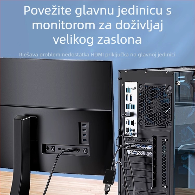 VGA na HDMI adapter, model Vga to hdmi, za TV/monitor, bez daljinskog buđenja