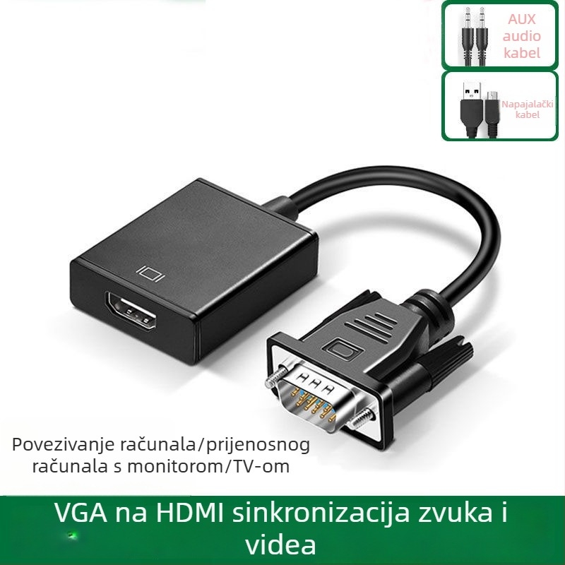 VGA na HDMI adapter, model Vga to hdmi, za TV/monitor, bez daljinskog buđenja